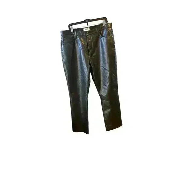 New Agolde Riley Long Pants Recycled Leather in Detox Black High Rise Sz 34 - Picture 4 of 11